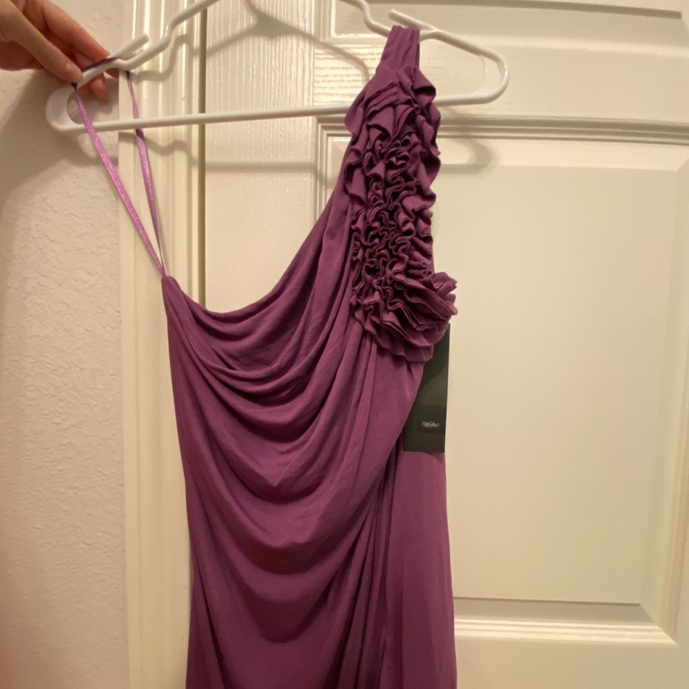 Mossimo Plum One Shoulder Ruffe Tank Top NWT - Picture 2 of 4